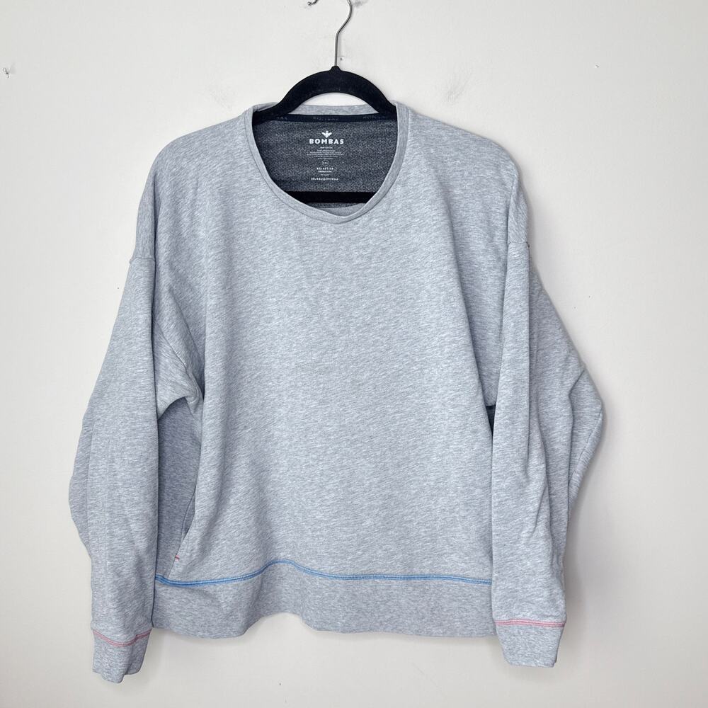 Bombas Size XXL Gray Pullover Sweatshirt Crew Neck Pockets Contrast Stitching